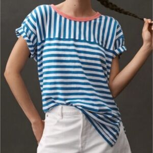 PILCRO The Jordyn Cotton Slub Crewneck Oversized Tee Womens Size Medium Striped